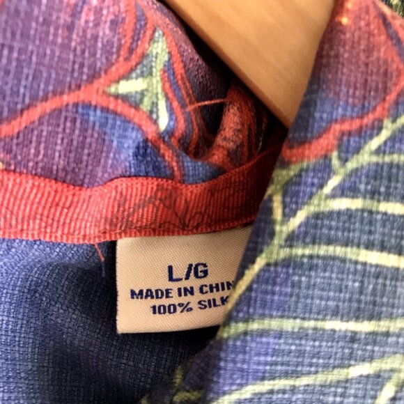 Tommy Bahama Season's Greeting Christmas Button Up Shirt 100% Silk Large - Picture 6 of 9